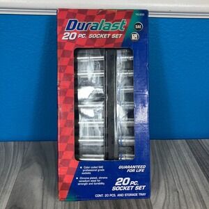Duralast 20PC Socket Set + Storage Tray (70-333) - 1/4 Drive, SAE, 6 Point